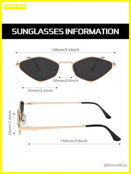 Retro Irregular Metal Sunglasses with UV400 Protection, Gold Frame main image 7